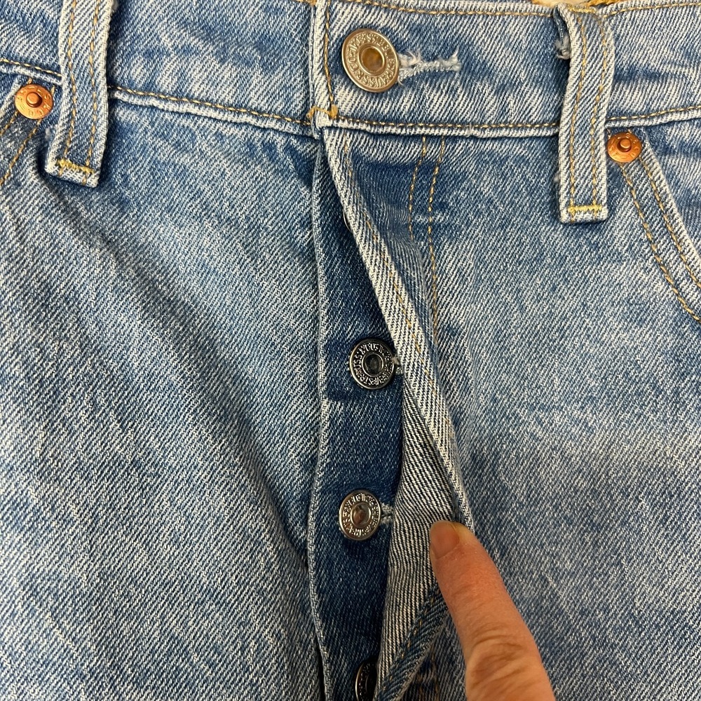 Levis Ribcage Straight Jeans Womens 29 Blue Medium Wash Button Fly - Picture 3 of 9